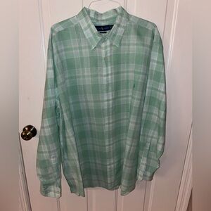 RALPH LAUREN LINEN CLASSIC BUTTON DOWN SHIRT 3XB Long Sleeve